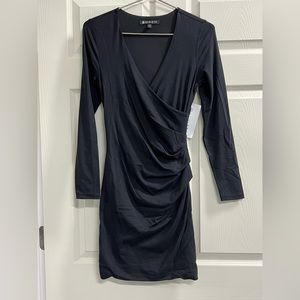 Athleta Black Wilder Long Sleeve Faux Wrap Dress - Size XXS - NWT